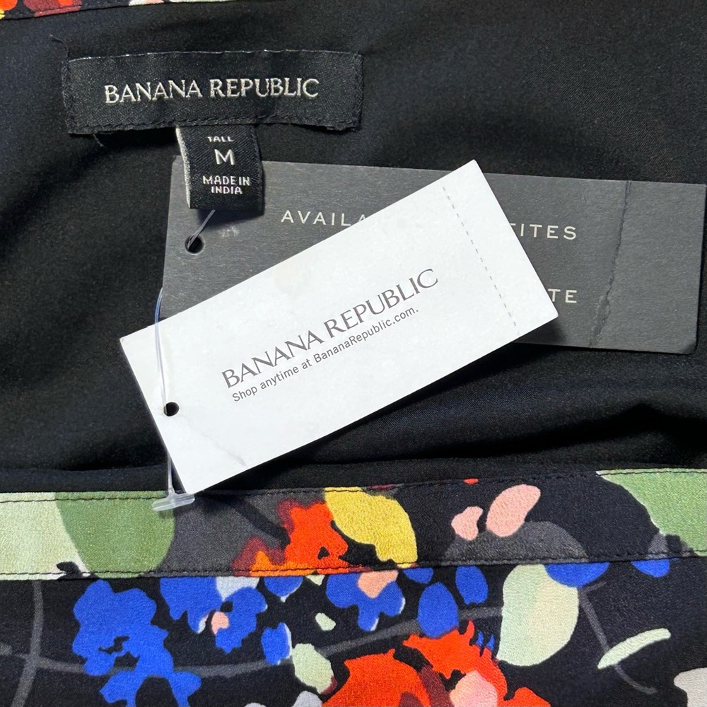 Banana Republic Black Floral Off Shoulder Dress Women’s Medium Tall NWT - Picture 7 of 8